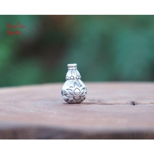 12mm 1pcs 3D Sterling Silver /Gold-plated Guru Beads Lotus Flower Loose Mala Beads Japa Bracelet Pendant Jewelry Findings DIY