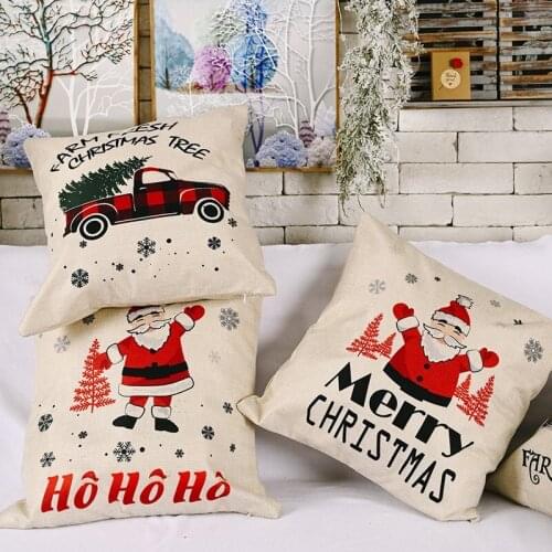 1pcs Christmas Cushion Cover 46*46 Pillowcase Sofa Cushions Pillow Cases Cotton Linen Pillow Covers Home Decor