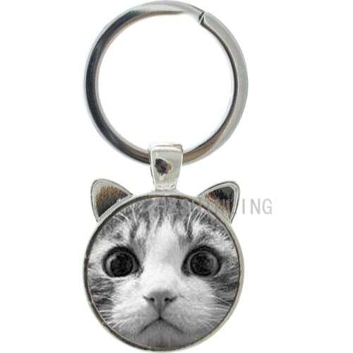 2016 newest design cute cat ear keychain women bag purse pendant jewelry key ring fashion accessories cat key chain holder CN291