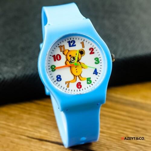 2020 new fashion children yellow bear dial cartoon watch middle boys girls student soft silicone strap quartz watch