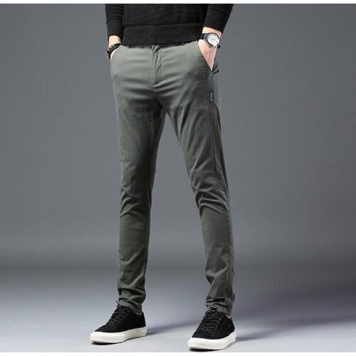 MRMT 2021 Brand Mens Trousers Stretch Slim Casual Pants Youth Fashion Pants for Male Small Feet Long Trouser