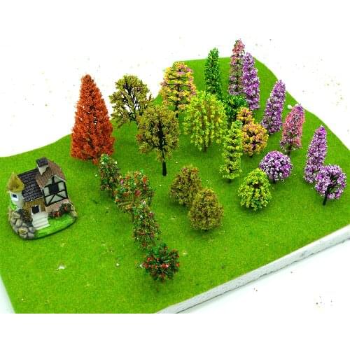 30PCS Colorful Tree 3-10cm HO Scale Model Trees Sand Table Layout ABS Plastic Architectural Building Train Green Landscape