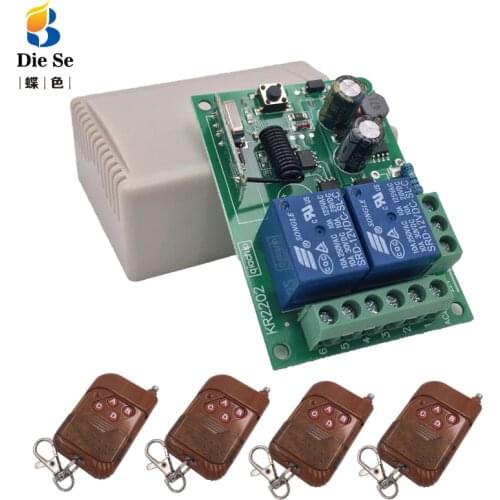 433MHz Universal Remote Control For Gate Garage AC 110V 220V 2CH Relay Receiver Module and 4 Button Remote Controller RF Switch