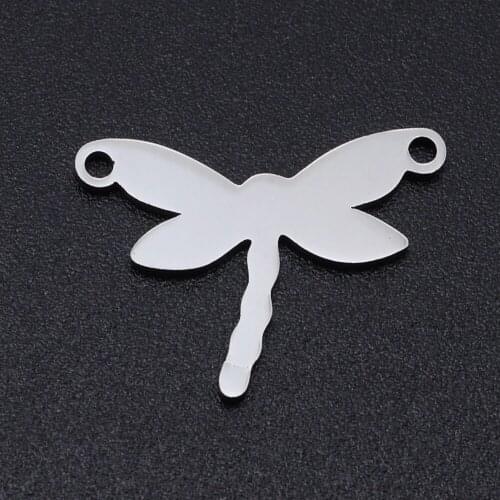 5pcs/lot 100% Stainless Steel Dragonfly Connector Charms Wholesale Top Quality Jewelry Making Charms Accept OEM Order