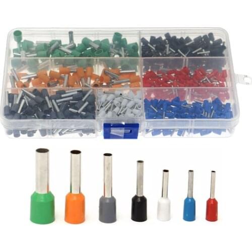 600pcs 7 specifications pin copper wire connector insulated wire terminal crimping terminal 22-10AWG set