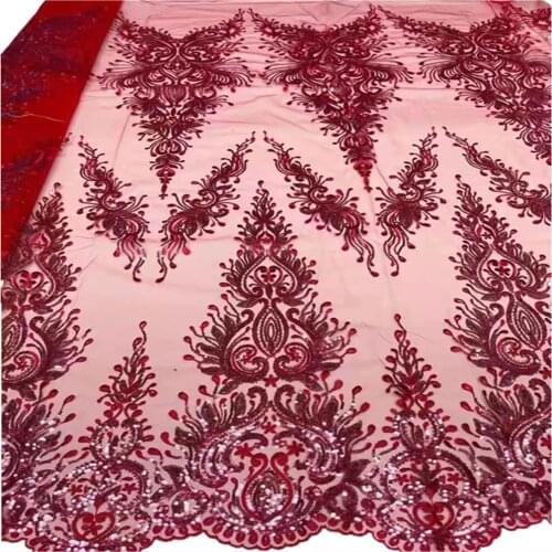 African Lace Fabric Sequin Nigerian Lace Fabric High Quality French Lace Fabric For Wedding Celebration Party Dress QX-120