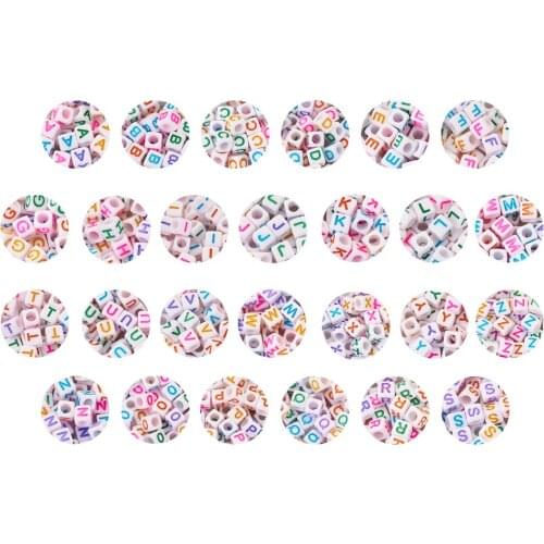 1 Set Letter/Constellation Plating Acrylic Metal Enlaced Flat Round Cube European Beads for DIY Craft Bracelet Jewelry Making