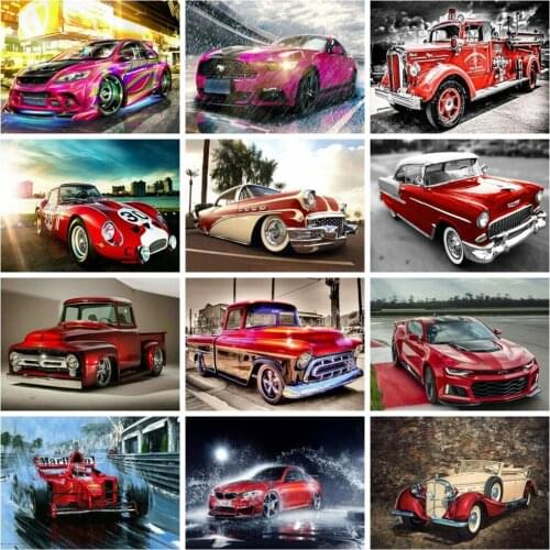 HUACAN 5d Diy Diamond Painting Car Square/round Diamond Embroidery Mosaic Scenery Home Decor Wall Sticker
