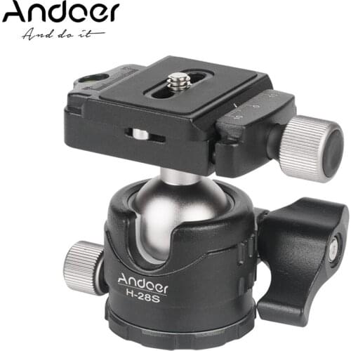 Andoer Mini Ball Head Monopod Tripod Ballhead Mount 360 Degree Tabletop Head with Quick Release Plate for Canon DSLR Cameras