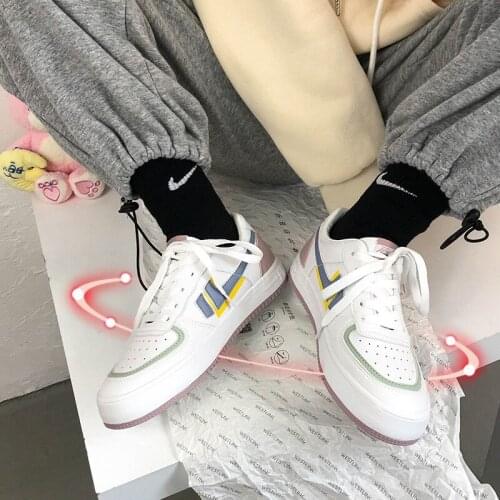 Harajuku White Shoes Female Ins2021 Spring New Japanese Sweet Wind Board Shoes Girls All-match Casual Flat Shoes