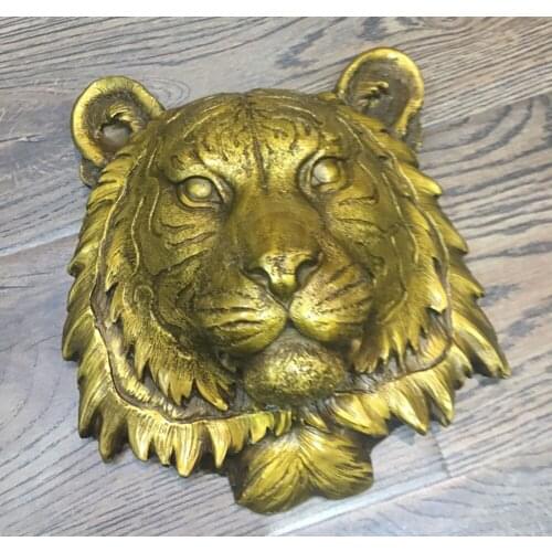 Free Shipping Bronze Totem Brass Mask Pendant Tiger Wall-mounted Town House 20 cm