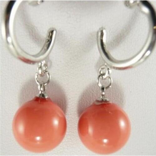 Free Shipping wholesale 6 choices wholesale Charming 12mm orange/green//red/yellow/white shell pearl plated earrings