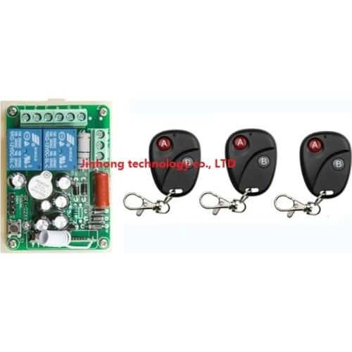 AC220V 2CH RF Wireless Remote Control System witch 3 Remote Control transmitter and 1 receiver universal gate remote control