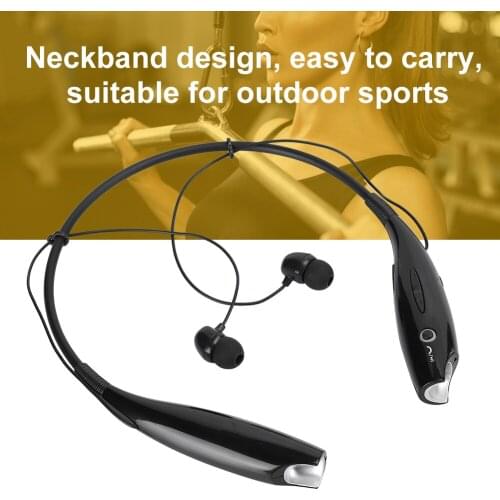 HV-800 Neckband Bluetooth Earphones Wireless Retractable Portable Stereo Sound Noise Reduction Sports Headsets(Black )