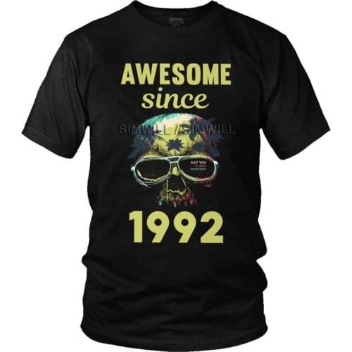 Skull Year 1992 T Shirt for Men Cotton Print T-shirt Graphic Tshirt Short Sleeve 29th Birthday Tees Tops