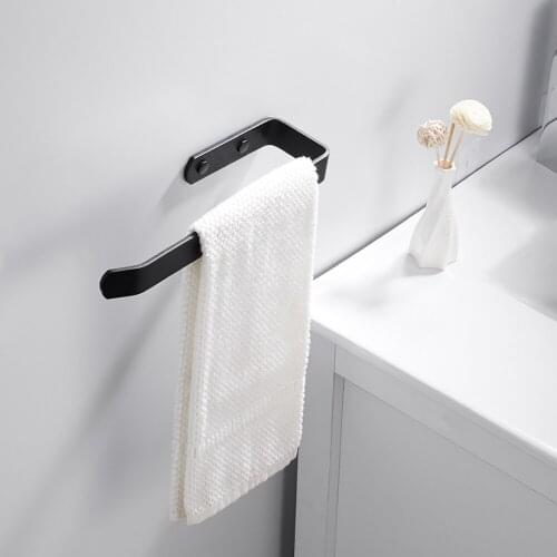 Towel Holder Bathroom Towels Rack Hanger Black Space Aluminum Wall Hanging Towel Bar Organizer Kitchen Storage Shelf