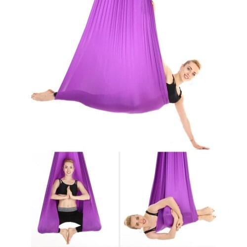 Yoga Hammock With Extended Carabiner Indoor Sports Soft Silk Yoga Training Set Elastic Swing Latest Yoga Sports Accessories
