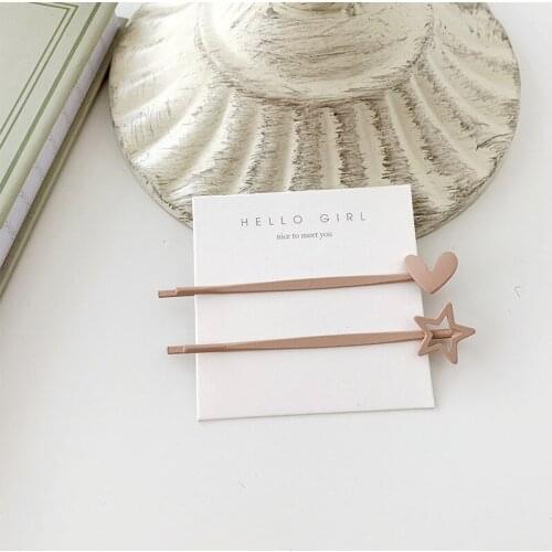 Korea Simple Girl Frosted Hairpin Candy Color Side Clip Star Clip Hair Clamp Heart Hair Clip For Women Hair