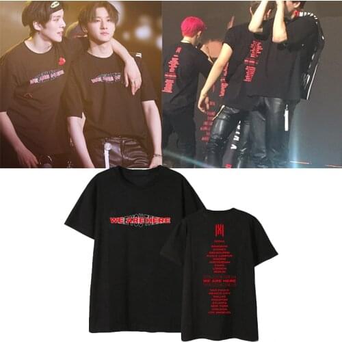 KPOP MONSTA X peripheral t-shirt WE ARE HERE world tour concert short sleeve t-shirt loose suit summer korean couple clothes