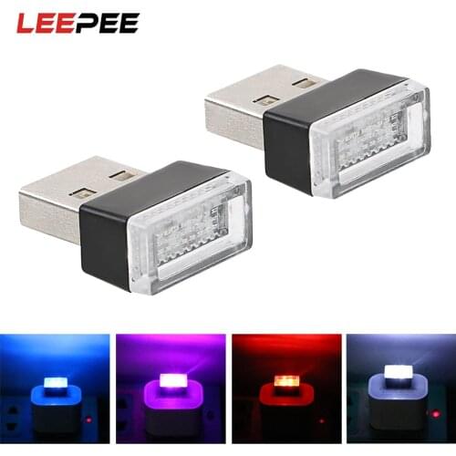LEEPEE Car LED Atmosphere Lights Decorative Lamp with USB Sockets Emergency Lighting For Car Cigarette Lighter Car-styling