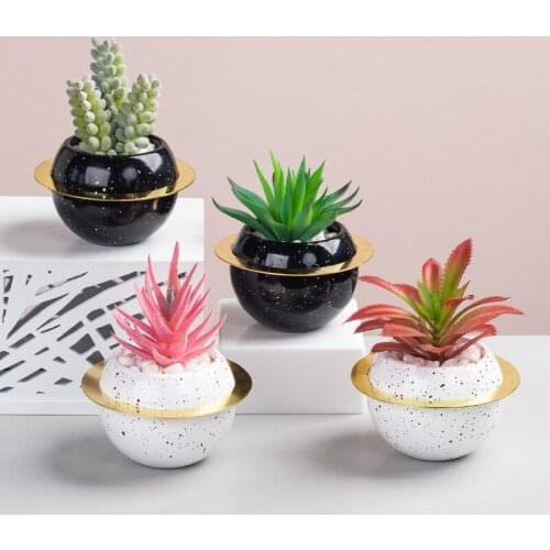 Mini Colorful Succulents Potted Garden Flower Pot Desktop Home Office Decoration Imitation Plants Simulation Jewelry Decoration