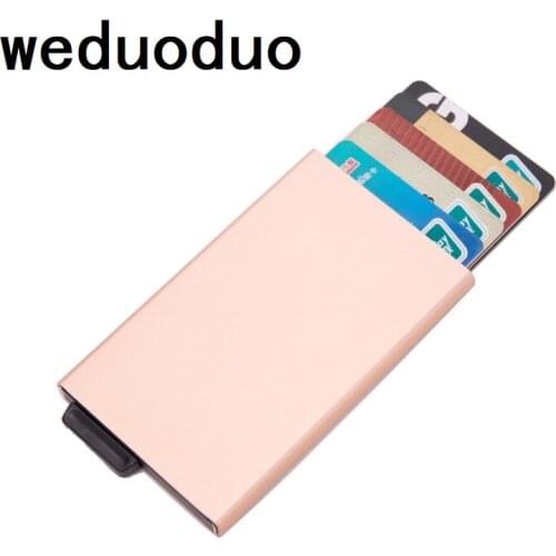 Men Card Holder Fashion Aluminium Metal Credit Card ID Holder With RFID Card Case Automatic Money Cash Clip Mini Wallet