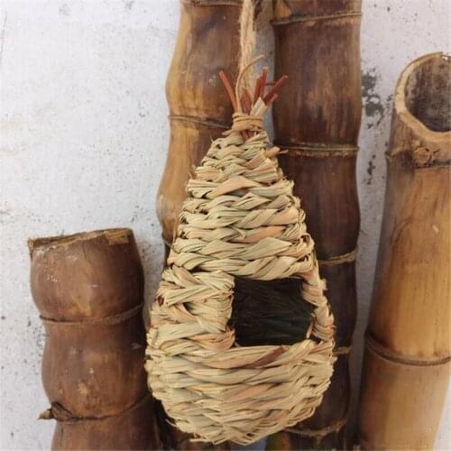 Natural Grass Bird Nest Birdhouse Bird Cage Home Yard Decoration Small Bird House Cage Bird Egg Container Breeding Nest