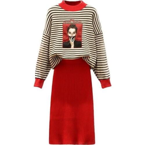 Fall/winter new plus size womens fashion skirt set slim two-piece set suit casual ensemble femme survetement