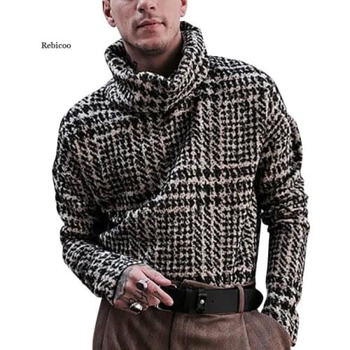 New Men Knitted Top Europe and The United States Mens High-Necked Body-Socking Trend Knitted Top Plus Size