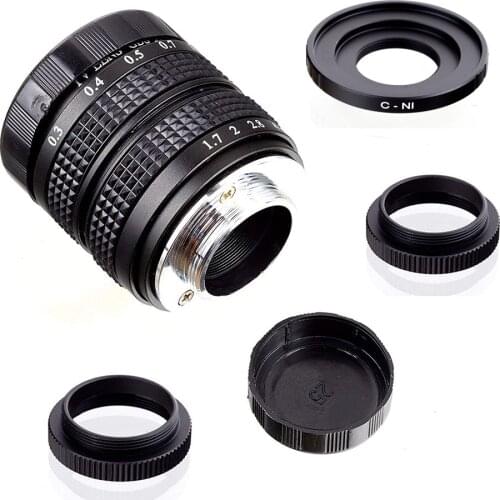 Fujian 35mm f/1.7 APS-C CCTV Lens+adapter ring+2 Macro Ring for NIKON1 Mirroless Camera J1/J2/J3/J4/J5
