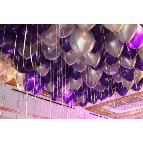 PartiniSeç 25 PCs Metallic Pearlescent (Purple-Gray) Mixed Balloon With Helium Flying