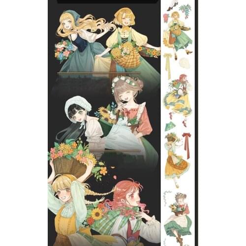 Lovely Fairy Flower Girl Washi Masking Tapes for Card Making DIY Scrapbooking Decorative Stickers