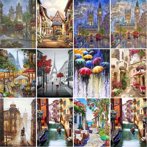 Scenic DIY 5D Diamond Painting Full Round Drill Diamond Embroidery Cross Stitch Kits Resin Mosaic Landscape Home Decor