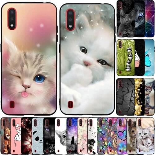 For Samsung Galaxy M01 Case Silicon Transparent Back Phone Cover For Samsung M01 M015 Cases 5.7inch Bumper Coque Coque Cute Cat