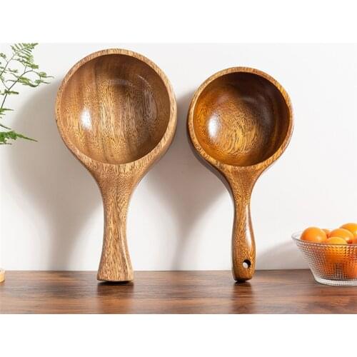 Japanese Korea Style Eating Tableware Wooden Spoon Net Red Water Scoop Spoon Household Long Handle Rice Spoon Large Capacity