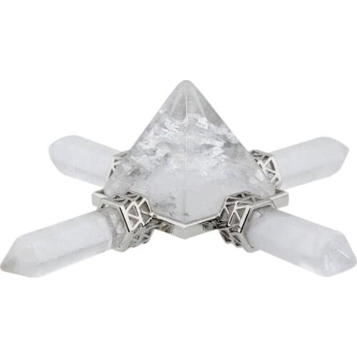 TUMBEELLUWA Rock Quartz Pyramid,4 Point Reiki Healing Crystal,Spiritual Energy Generator