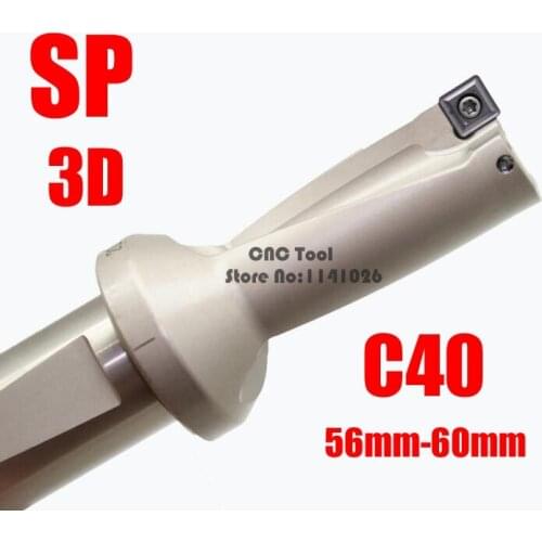 U Drill Bit 3D WC SP C40 56 57 58 59 60 mm Indexable Insert Drills Type U Drill Shallow Hole Tool For Metal