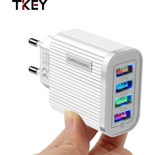 TKEY 4 usb Universal Mobile Charger For iPhone LG Huawei Sony EU Plug US Plug Chargering Plug Adapter Phone Charge Adapter