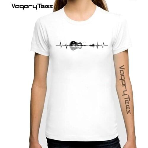 My Heart Beats For Music & Nature Guitar T Shirt Women Fashion Summer Style Music Instrument Tree Guitar Shape Tshirt Tops