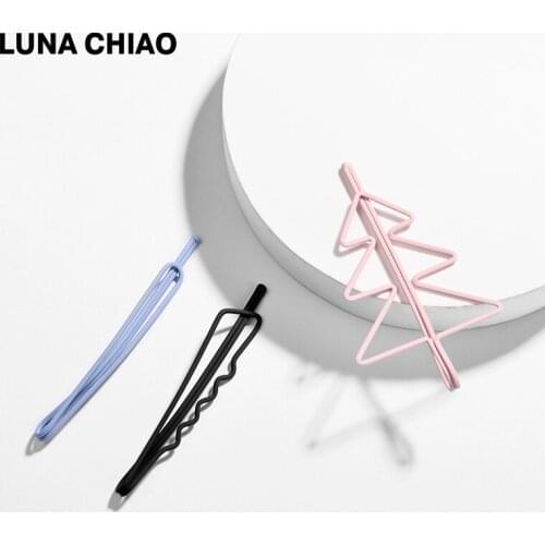LUNA CHIAO Fashion Hair Accessories Matte Coating Geometric Hair Pin Set Candy Color Hair Clips for Women