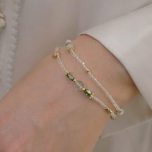 Fashion Multilayer Crystal Stone Bead freshwater pearl bracelet womens trendy strawberry crystal bracelet