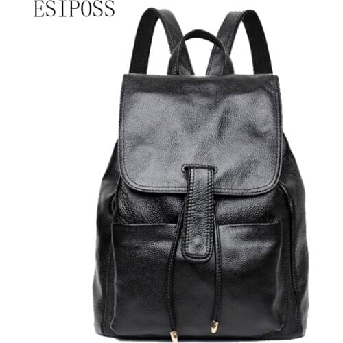 Brand design genuine leather knapsack women backpack female Rucksack ladies Mochila Feminina School Bag For Teenagers Travel bag