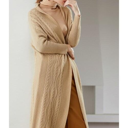 Womens long coat in autumn and winter, new thickened yak hair coat