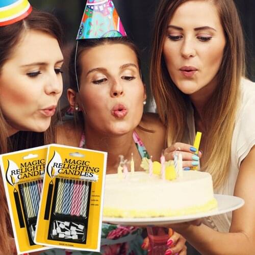 10Pcs/set Birthday Cake Magical Relighting Candle Invincible Party Funny Trick Blowing Candle Naughty Party Interesting Props