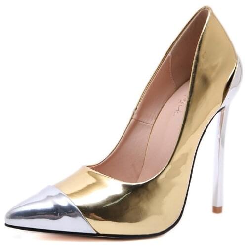 12.5cm Pumps Shoes Women High Heels Sexy Stiletto Gold Shoes Office Party Shoes ladies shoe slip on