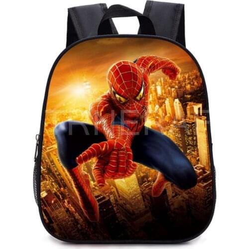 12 Inch Cartoon Spiderman Kindergarten School Bag Toddler Bag Bookbag Girls Boys Printing Backpack for 3-5 years Children Gift