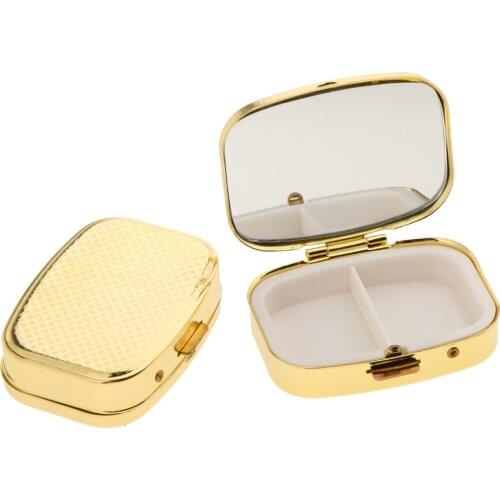 2pcs Metal Pill Box Case, Tablet Holder Storage Organizer Container with 2 Parts, made of Metal