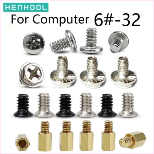 25pcs computer case pc Graphic Processing Unit harddrive main board 6#-32 countersunk screw Copper Columns Bolt henhool