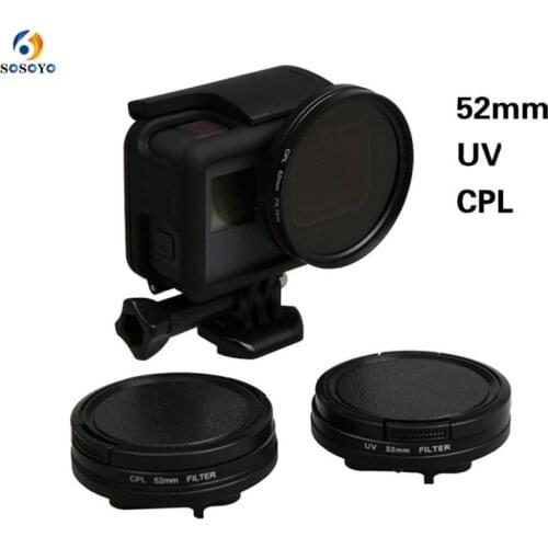 3 in1 Lens Filter 52mm UV / CPL Filter +UV CPL Lens Protective Cap+Adapter ring for Gopro Hero 5 6 Action Camera Accessories