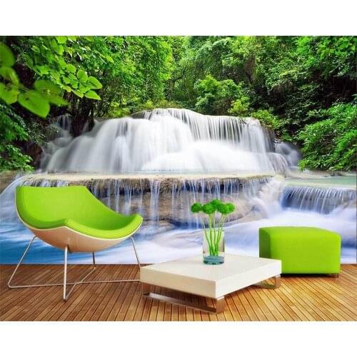 Beibehang Custom wallpaper fresh aesthetic waterfall water TV background wall living room bedroom background murals 3d wallpaper